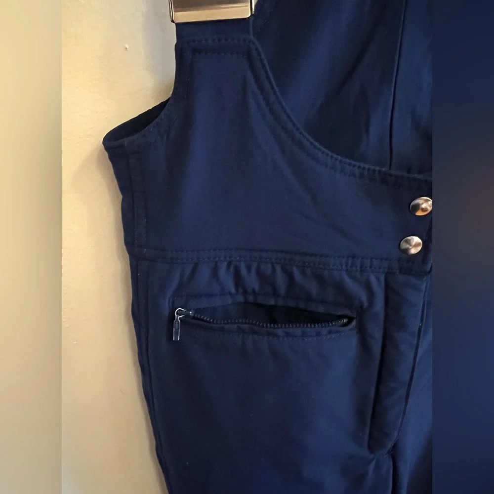 Vintage Obermeyer Navy Blue Snow Ski Bib Overalls Women’s Size 10 Soft Shell - Picture 3 of 16